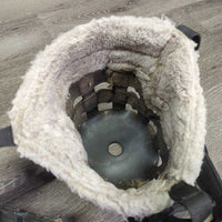 Fleece Lined Grazing Muzzle, neoprene Crown *fair, v.dirty/caked inside, hair, grass, residue, film
