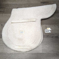 Fitted Fleece Fitted Saddle Pad *gc/fair, stains, v.dingy, clumpy, hairy, thin/rubbed edges, older
