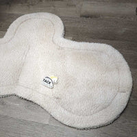 Fitted Fleece Fitted Saddle Pad *gc/fair, stains, v.dingy, clumpy, hairy, thin/rubbed edges, older
