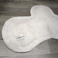 Fitted Fleece Fitted Saddle Pad *gc/fair, stains, v.dingy, clumpy, hairy, thin/rubbed edges, older
