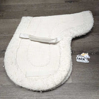 Waffle & Fitted Fleece Hunter Saddle Pad *gc, clean, v.dingy, clumpy, shrunk, puckered, older
