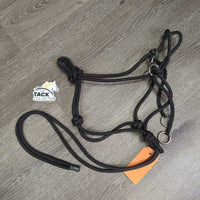 Thin Soft Nylon Rope Halter Side Pull, 4 rings *vgc, mnr rust, threads, residue

