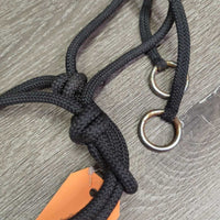 Thin Soft Nylon Rope Halter Side Pull, 4 rings *vgc, mnr rust, threads, residue
