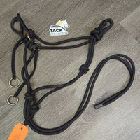 Thin Soft Nylon Rope Halter Side Pull, 4 rings *vgc, mnr rust, threads, residue
