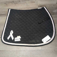 Quilt Jumper Saddle Pad, piping *gc/fair, clean, thick residue, unstitched seams, v.hairy, faded, rubs, pills, older
