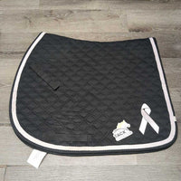 Quilt Jumper Saddle Pad, piping *gc/fair, clean, thick residue, unstitched seams, v.hairy, faded, rubs, pills, older
