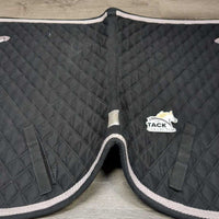 Quilt Jumper Saddle Pad, piping *gc/fair, clean, thick residue, unstitched seams, v.hairy, faded, rubs, pills, older
