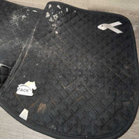 Quilt Jumper Saddle Pad, piping *gc/fair, clean, thick residue, unstitched seams, v.hairy, faded, rubs, pills, older
