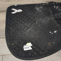 Quilt Jumper Saddle Pad, piping *gc/fair, clean, thick residue, unstitched seams, v.hairy, faded, rubs, pills, older
