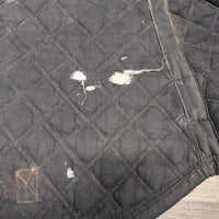 Quilt Jumper Saddle Pad, piping *gc/fair, clean, thick residue, unstitched seams, v.hairy, faded, rubs, pills, older

