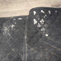 Quilt Jumper Saddle Pad, piping *gc/fair, clean, thick residue, unstitched seams, v.hairy, faded, rubs, pills, older
