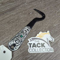 Light Metal Hoof Pick, engraved, bling *vgc, mnr dirt, rubs & scrapes
