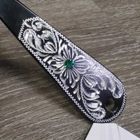 Light Metal Hoof Pick, engraved, bling *vgc, mnr dirt, rubs & scrapes
