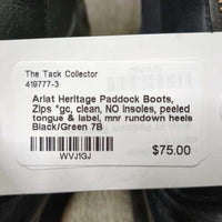 Paddock Boots, Zips *gc, clean, NO insoles, peeled tongue & label, mnr rundown heels
