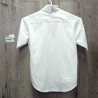 JUNIORS SS Show Shirt, wrap around Velcro Collar *gc/fair, older, dingy, seam puckers, threads, rubs
