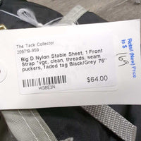 Nylon Stable Sheet, 1 Front Strap *vgc, clean, threads, seam puckers, faded tag
