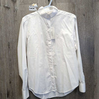 LS Show Shirt *vgc, No Collar, residue, mnr pills, stains, older, seam puckers
