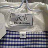 LS Show Shirt, attached Stock Tie Collar *gc, crinkled/creased collar, seam puckers, crinkles, older
