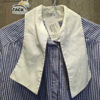 LS Show Shirt, attached Stock Tie Collar *gc, crinkled/creased collar, seam puckers, crinkles, older
