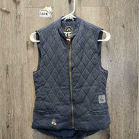Quilt Vest, zip *gc, older, puckers, rubs, pills, faded, loose lining
