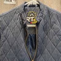 Quilt Vest, zip *gc, older, puckers, rubs, pills, faded, loose lining
