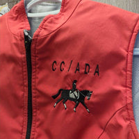 Fleece Lined Soft Shell Vest, zip "CC/ADA" *gc/fair, rubs, puckered, pills, cllumpy, torn pocket, unstitched
