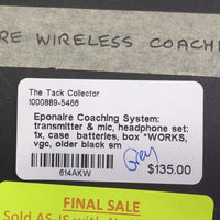 Coaching System: transmitter & mic, headphone set: 1x, case batteries, box *WORKS, vgc, older
