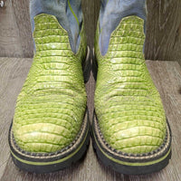 Short Round Toe "Snakeskin" Print & Suede Western Boots *vgc, mnr scuffs, dirt
