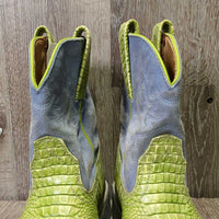 Short Round Toe "Snakeskin" Print & Suede Western Boots *vgc, mnr scuffs, dirt

