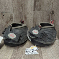 2 Hoof Boots, box (fits 1), tags, x2 replacement velcro *vgc/gc, older, clean, rubs, frays, scrapes, mnr edge tears, dirt
