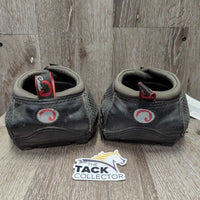 2 Hoof Boots, box (fits 1), tags, x2 replacement velcro *vgc/gc, older, clean, rubs, frays, scrapes, mnr edge tears, dirt
