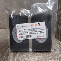 2 Hoof Boots, box (fits 1), tags, x2 replacement velcro *vgc/gc, older, clean, rubs, frays, scrapes, mnr edge tears, dirt
