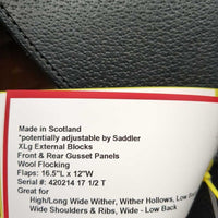 17.5" XW *7.5" Sankey Jacinda Monoflap Monoflap Dressage Saddle, Black Fleece Lined Sankey Cover
