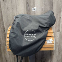 17.5" XW *7.5" Sankey Jacinda Monoflap Monoflap Dressage Saddle, Black Fleece Lined Sankey Cover
