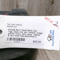 1 Hoof Boot, box *vgc, clean, mnr dirt, residue, snags, scuffs, frays, stiff repair, rubbed & torn inner heel
