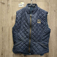 Quilt Vest, Fleece aftermarket lining, zipper *gc, older, curled bottom edges, linty, faded, linty, rubs, unstiched edges
