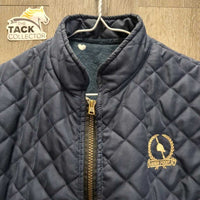 Quilt Vest, Fleece aftermarket lining, zipper *gc, older, curled bottom edges, linty, faded, linty, rubs, unstiched edges
