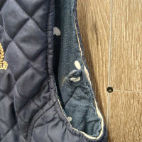 Quilt Vest, Fleece aftermarket lining, zipper *gc, older, curled bottom edges, linty, faded, linty, rubs, unstiched edges
