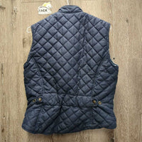 Quilt Vest, Fleece aftermarket lining, zipper *gc, older, curled bottom edges, linty, faded, linty, rubs, unstiched edges
