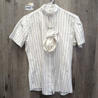 SS Show Shirt, 2 velcro collars *gc, older, fuzzy, pilly, seam puckers, collar stains, puckers, dingy?
