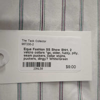 SS Show Shirt, 2 velcro collars *gc, older, fuzzy, pilly, seam puckers, collar stains, puckers, dingy?
