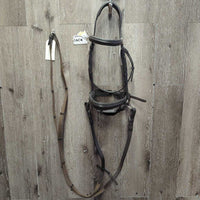 Raised Padded Monocrown Sidepull English Bridle, Cotton Web Reins *like new, v.mnr creases
