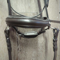 Raised Padded Monocrown Sidepull English Bridle, Cotton Web Reins *like new, v.mnr creases
