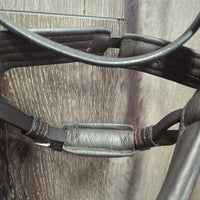 Raised Padded Monocrown Sidepull English Bridle, Cotton Web Reins *like new, v.mnr creases
