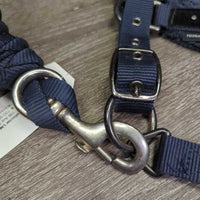 Fleece Lined Nylon Halter, adj, snap, bling, braided nylon lead rope *vgc, mnr dirt, hair, clumping
