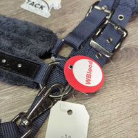 Fleece Lined Nylon Halter, adj, snap, bling, braided nylon lead rope *vgc, mnr dirt, hair, clumping

