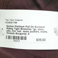 Pull On Euroseat Riding Tight Breeches *gc, clean, pilly, mnr hair, seam puckers, stains, threads
