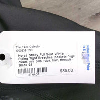 Sticky Full Seat Winter Riding Tight Breeches, pockets *vgc, clean, mnr pills, rubs, hair, threads
