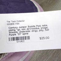 Jumper Saddle Pad, tabs, piping *gc, mnr dirt/residue, snags, threads, Underside: dingy, pilly, hair
