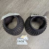 Pr Pull On Ribbed Rubber Bell Boots *gc, clean, mnr dirt, residue, cuts/tears, rubs
